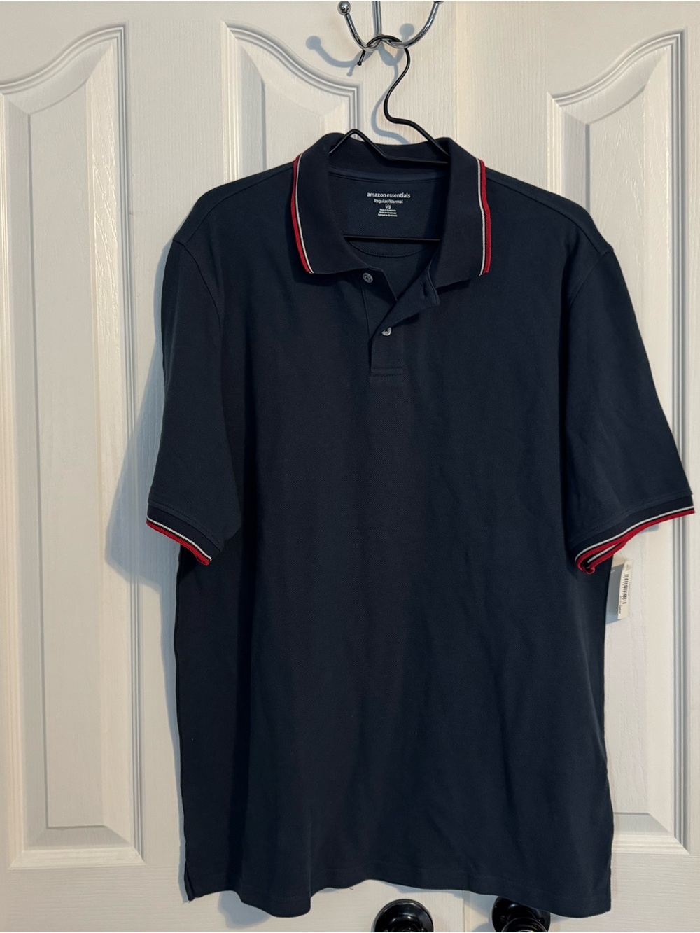 Amazon Essentials Navy Polo with Red-Trim Collar and Cuffs